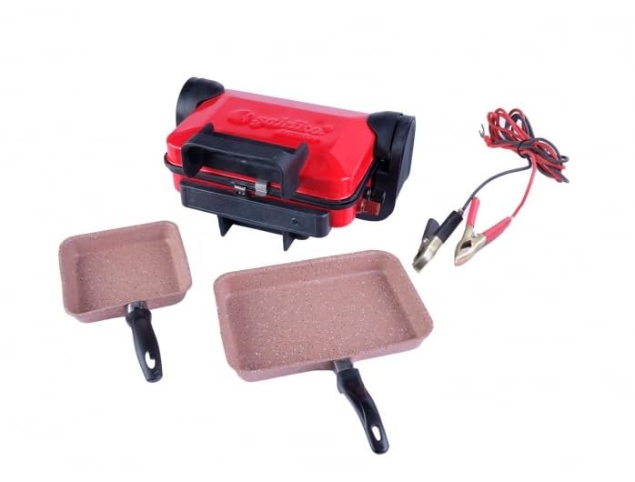 Şahika Termo Oto Yemek Pişirme Makinası, 24 Volt Araç Tost Makinesi, Kırmızı Siyah