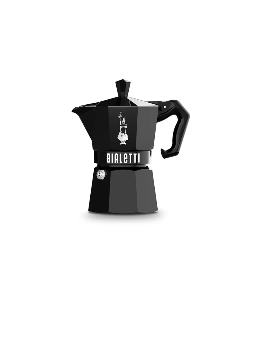 Bialetti - Moka Exclusive: 3 Cups Ocak Üstü Espresso Pişirici - 130ml - Siyah Renk - Alüminyum Gövde