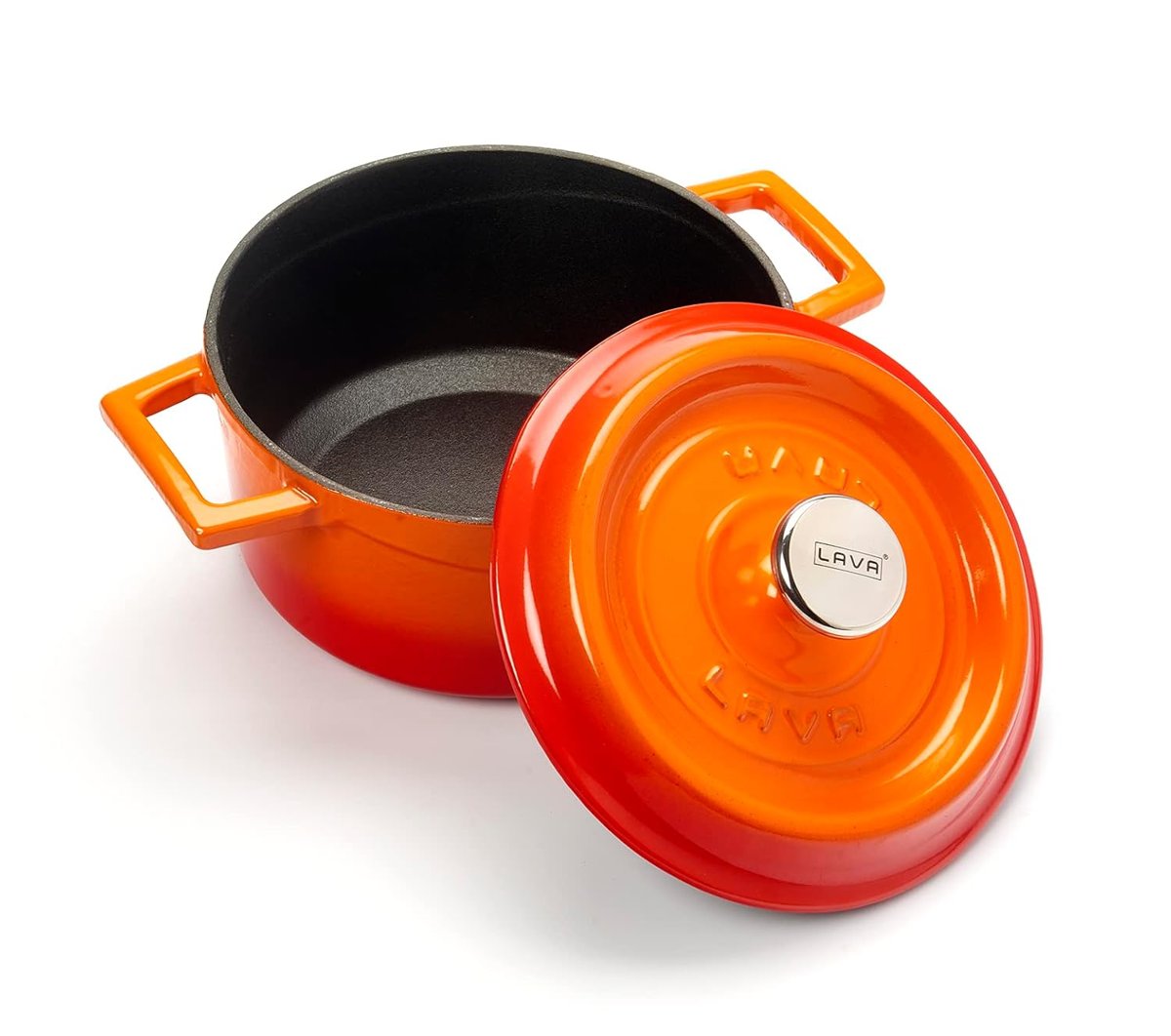 Lava Döküm Yuvarlak Tencere, Trendy, 16cm, Turuncu