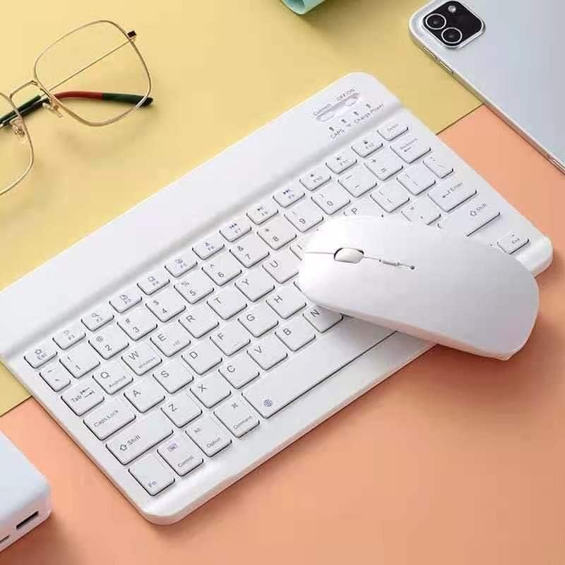 Valkyrie Bluetooth Ios Ipad Android Windows Uyumlu Klavye Mouse Seti - Sessiz - Şarjlı - Combo - Ultra İnce - Türkçe - Kablosuz Beyaz