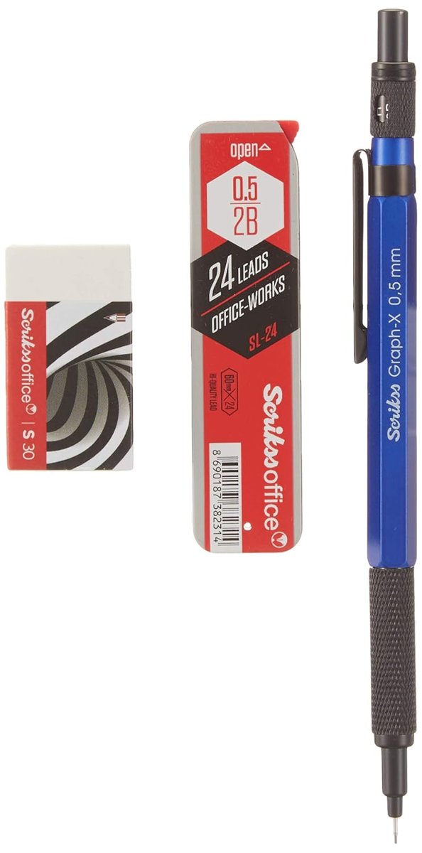 Scrikss Office Graphx 3'lü Set Versatil Kalem 0.5 Mm Mavisilgimin 0.5 Mm