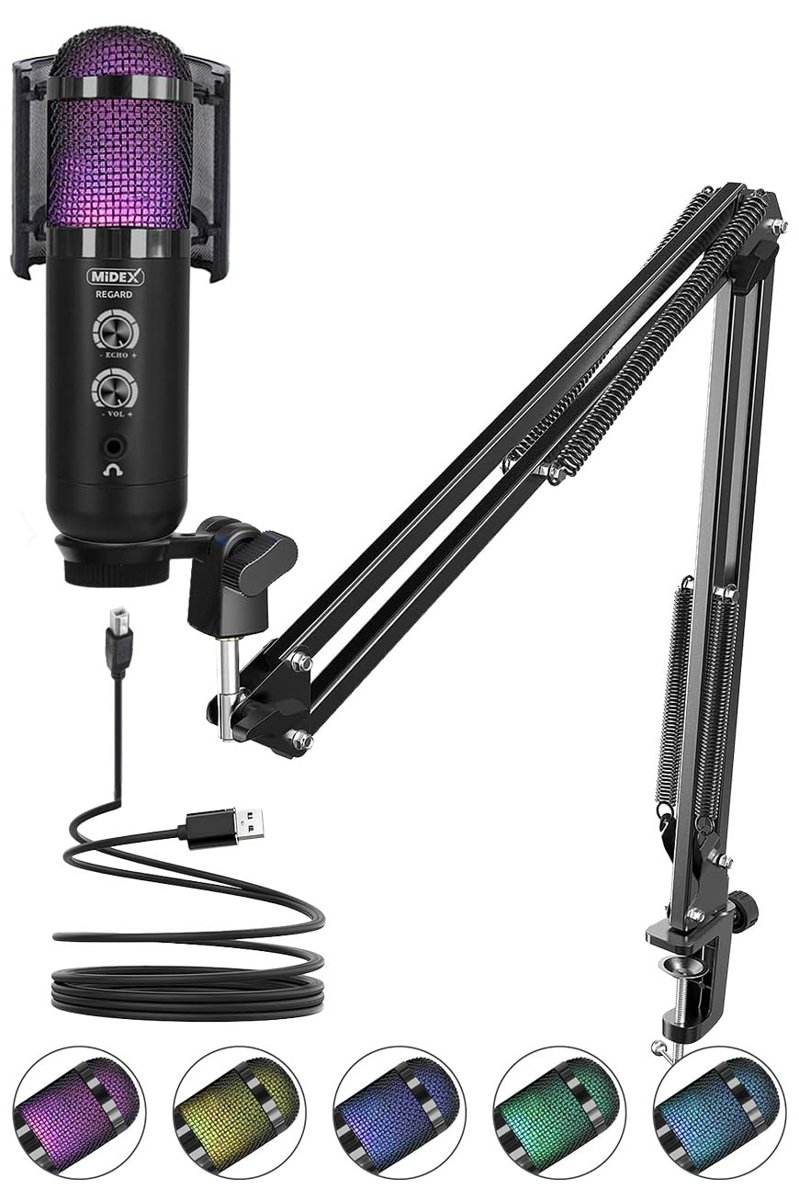 Midex REGARD RGB Set USB Ekholu Oyuncu ve Yayıncı Mikrofonu (Kayıt Gaming Tiktok Twitch Canlı yayın