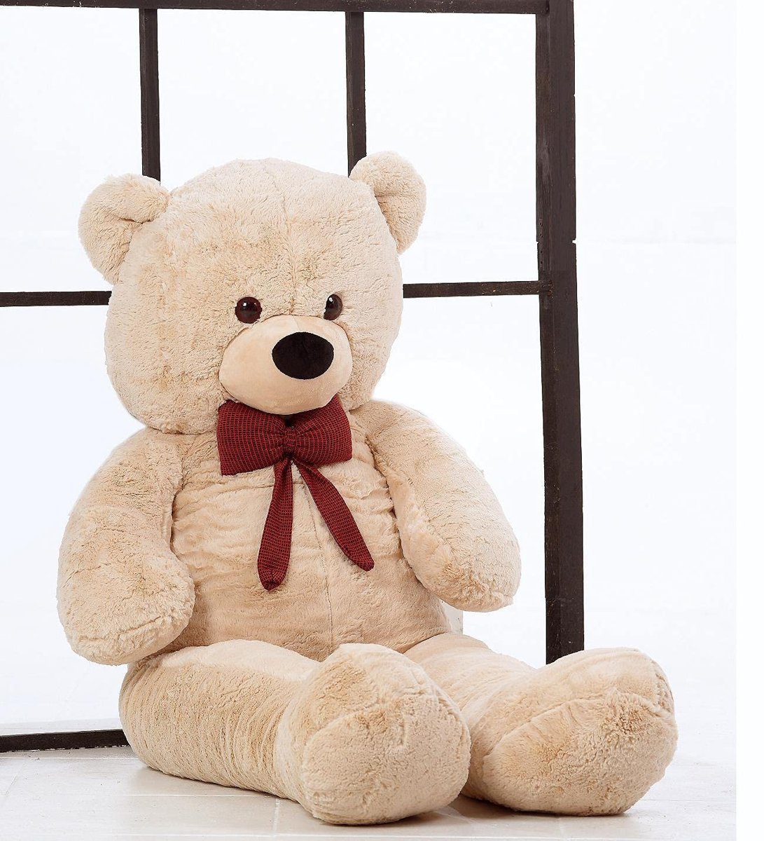 % 100 YERLİ - Sevgiliye Özel HEDİYE - 150 cm Papyonlu Peluş Ayı-DEV Boy Bej