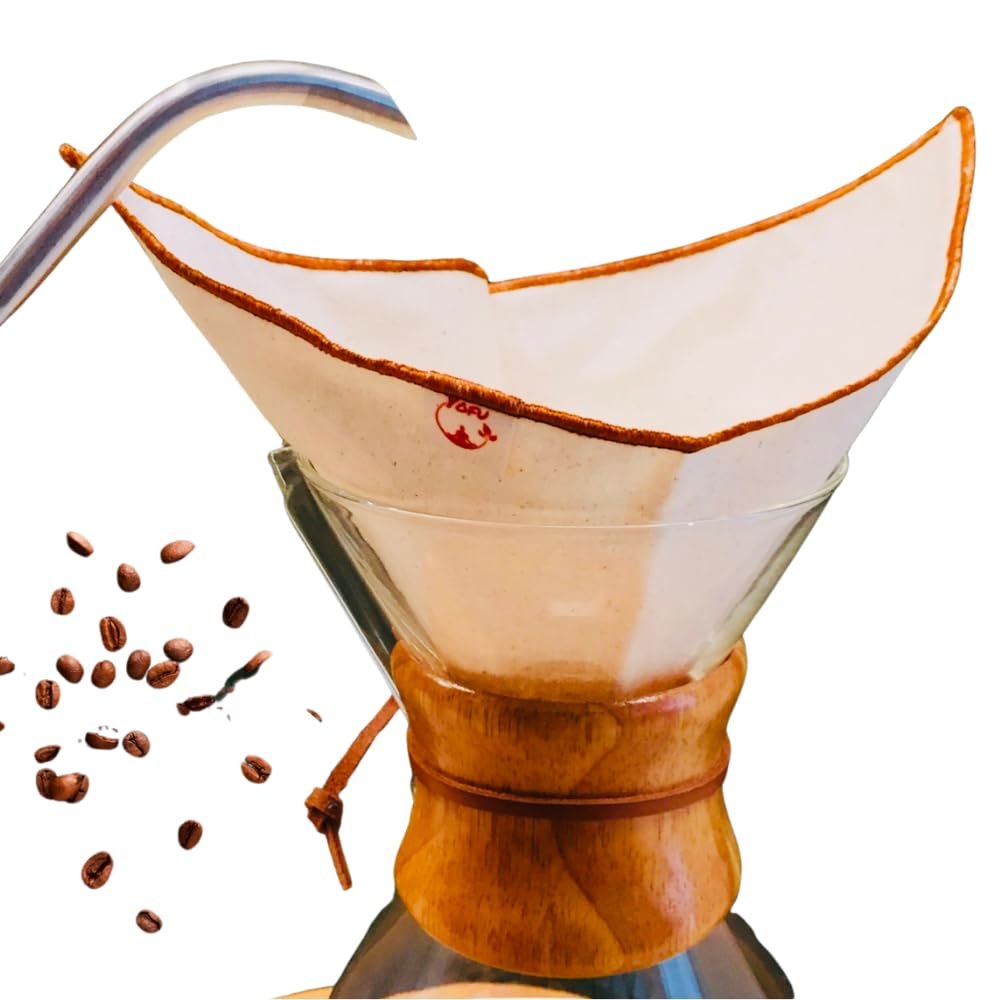 (2 adet) Yıkanabilir, Kumaş Chemex Kahve Filtresi Ağartılmamış%100 Ham Pamuk, Organik, Ekolojik Filtre Chemex (C.2)