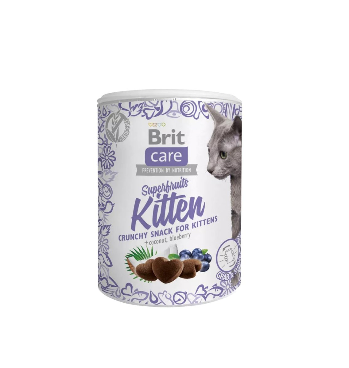 Brit Care Superfruits Crunchy Snack, Süper Besinli (Hindistan Cevizi Ve Yabanmersini), Tahılsız, Kıtır Yavru Kedi Ödülü, 100 g