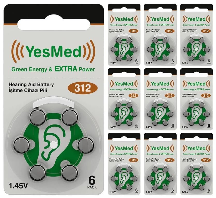 YesMed Extra Power 312 Numara İşitme Cihazı Pili (10 Paket x 6 Adet = 60 Adet Pil)