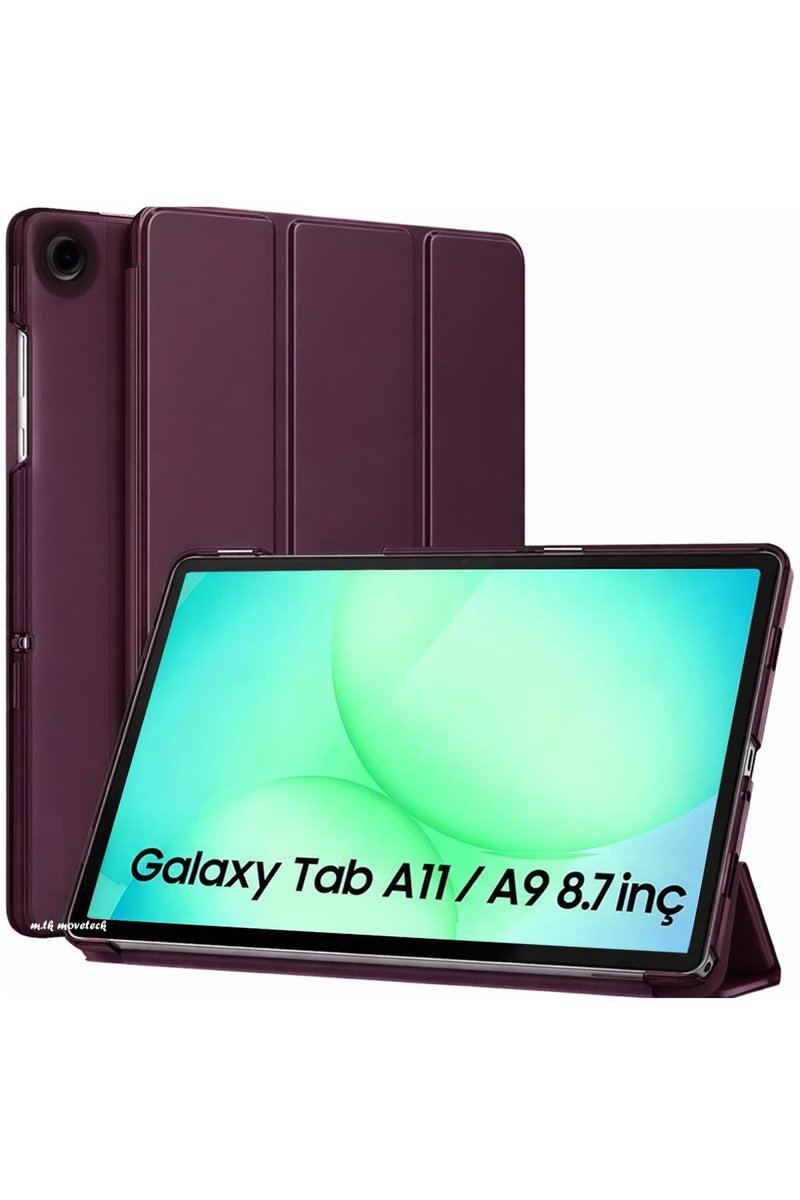 m.tk moveteck Samsung Galaxy Tab A11/A9 8.7 inç ile Uyumlu Tablet Kılıfı, Akıllı Uyku Modlu, Katlanabilir, Bordo