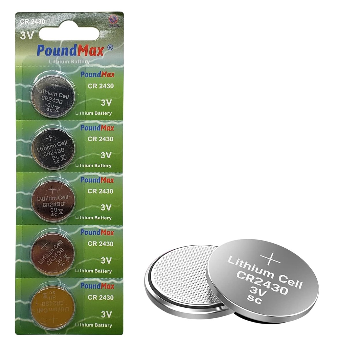 5 Adet 2430 CR2430 DL2430 3V PoundMax Lityum düğme pil, Uzun raf ömrü, küçük elektronik cihazlar içi