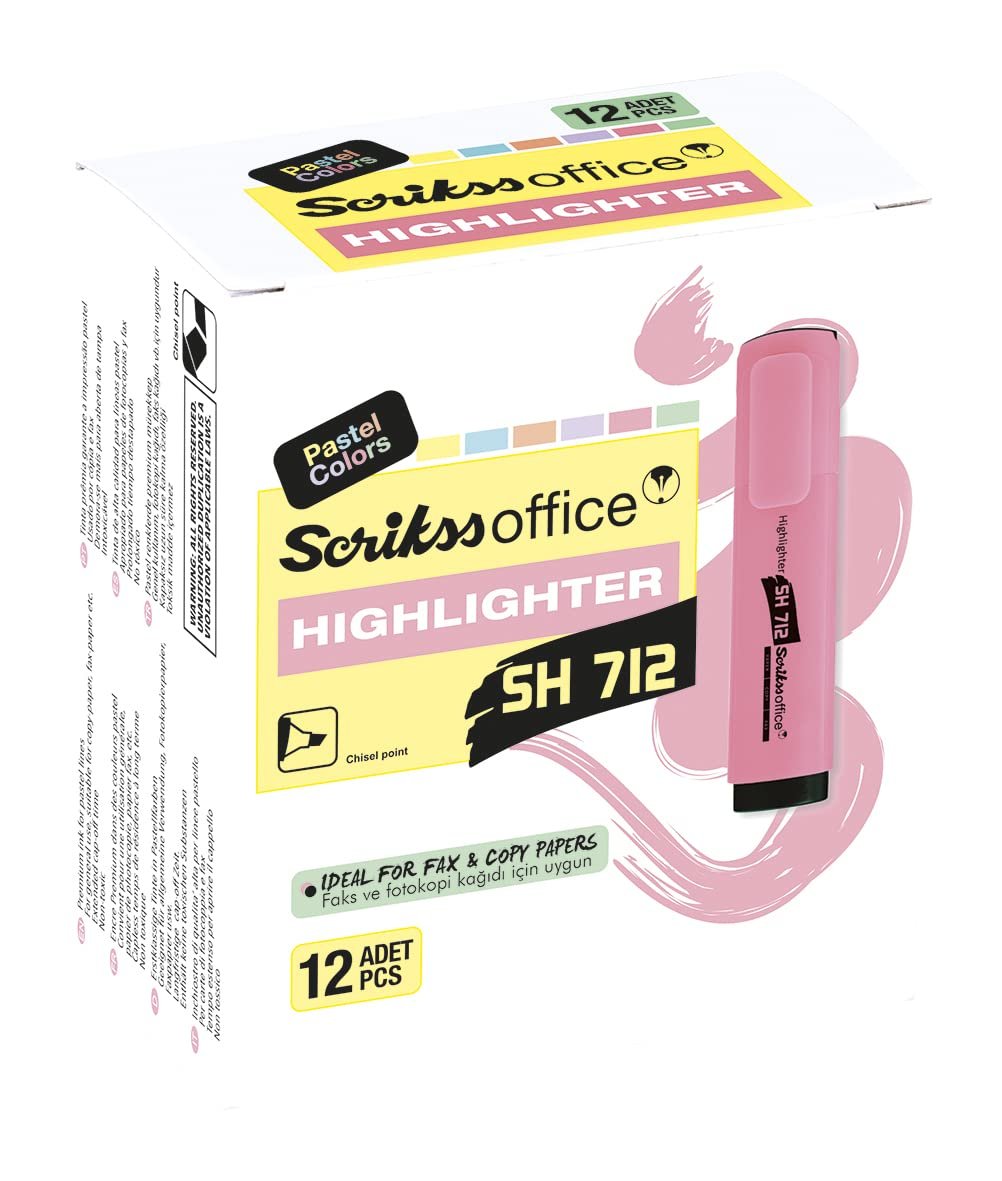 Scrikss Office Sh712 Fosforlu Pastel Kalem 12'lik Ambalaj Pastel Turuncu