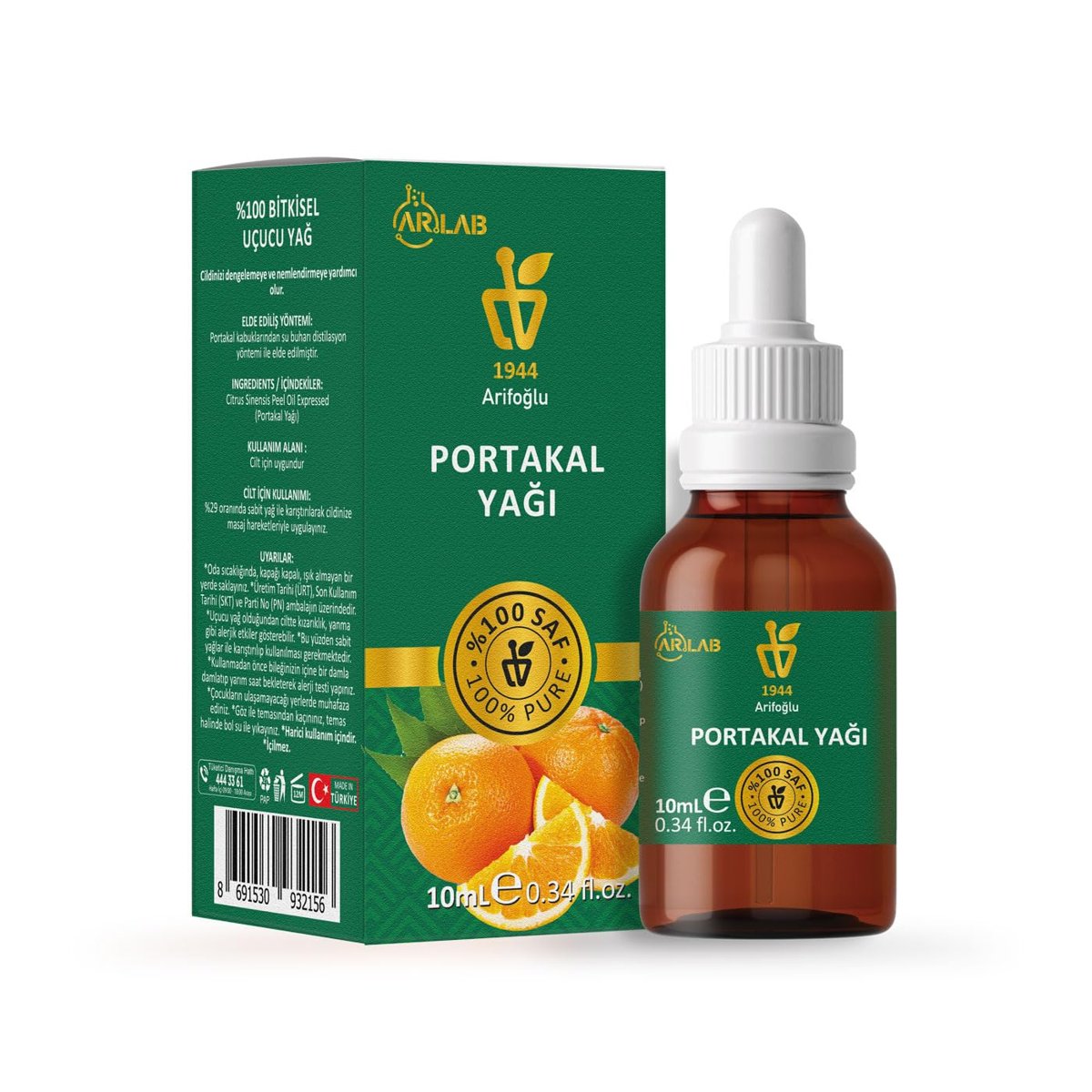 Arifoğlu Portakal Yağı 10ml%100 Saf Yağ ARLAB Portakal Yağı, Pure Orange Oil 10ml