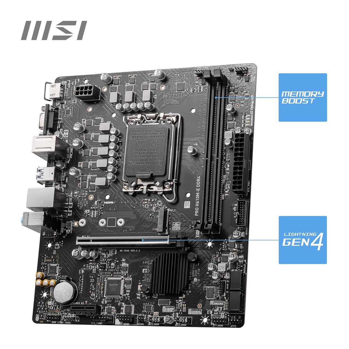 MSI PRO H610M-E DDR4 Intel H610 Soket 1700 DDR4 3200MHz mATX Gaming (Oyuncu) Anakart