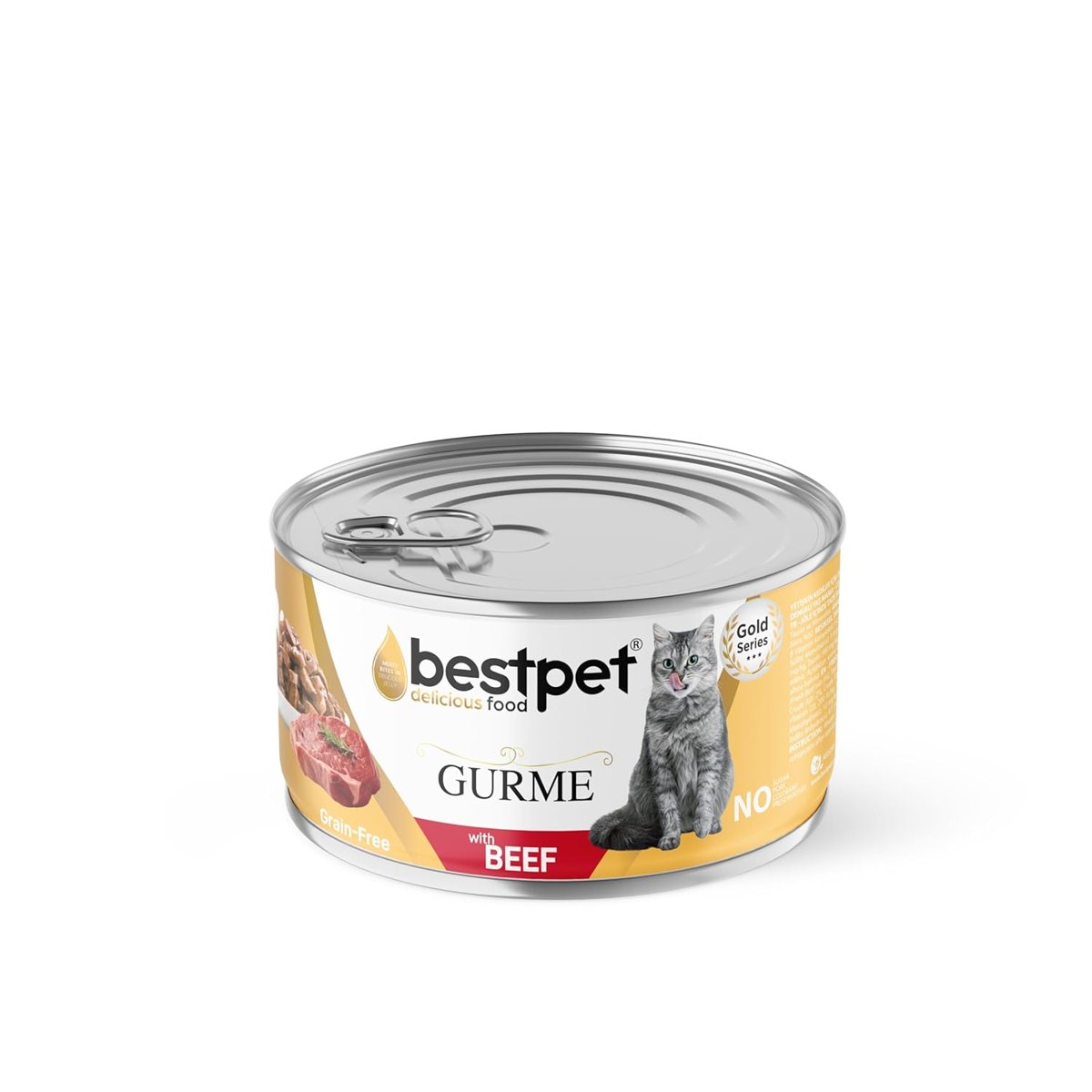 Bestpet Yetişkin Gurme Kediler İçin, Tahılsız, Jöle İçinde Sığır Parça Etli Yaş Mama, 85 gr x 24 adet