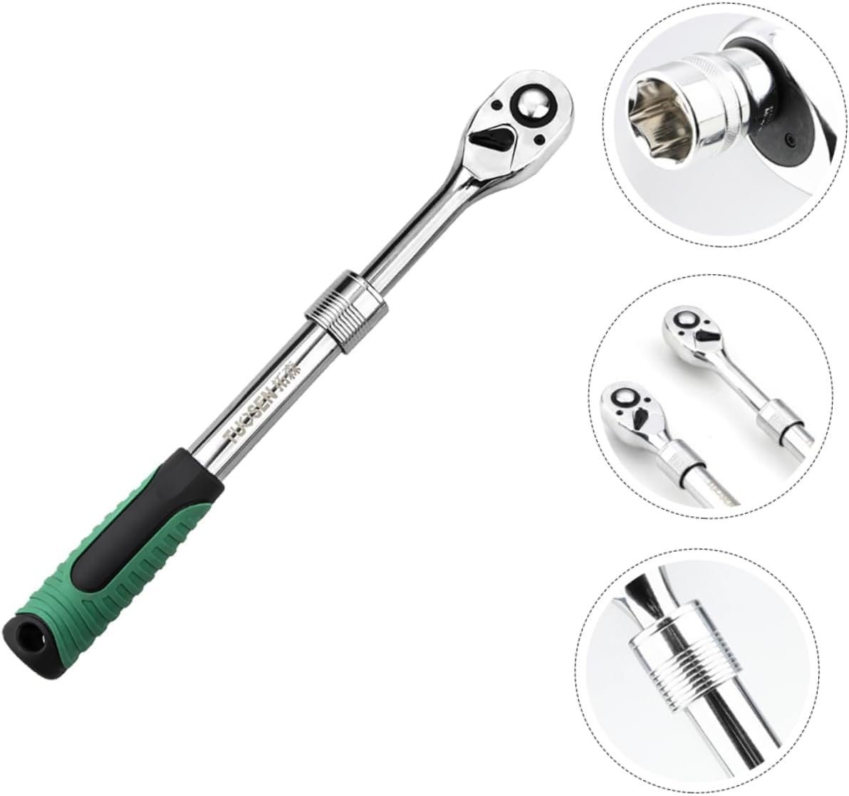 AEE® 72 Diş 1/2 İnç Teleskopik Cırcır Anahtarı 32-45 cm Uzatılabilir – Hızlı Bırakmalı Ayarlı Cırcır Kol – Ekstra Uzun Ağır Hizmet Lokma Anahtarı, Profesyonel Oto Tamir El Aleti