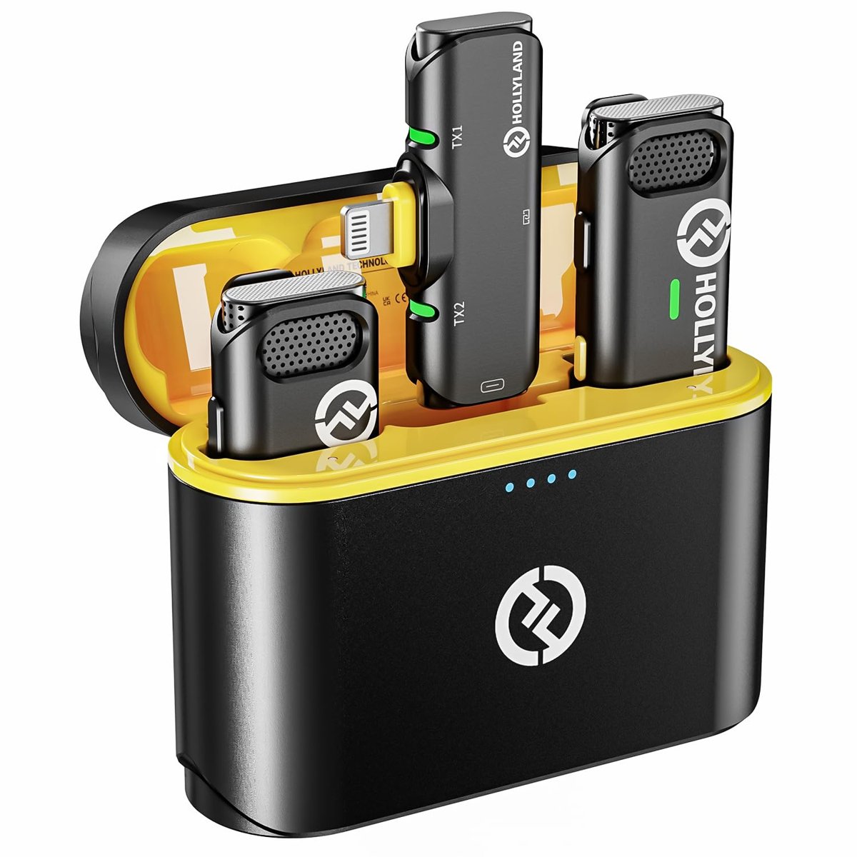 HollyView Hollyland Lark C1 iPhone için Kablosuz Yaka Mikrofonu, MFi Sertifikalı, Tak ve Çalıştır, 200m İletim ile Gürültü Önleyici Yaka Mikrofonu, 32H Çalışma Süresi, iPhone, iPad ile Uyumlu, Siyah