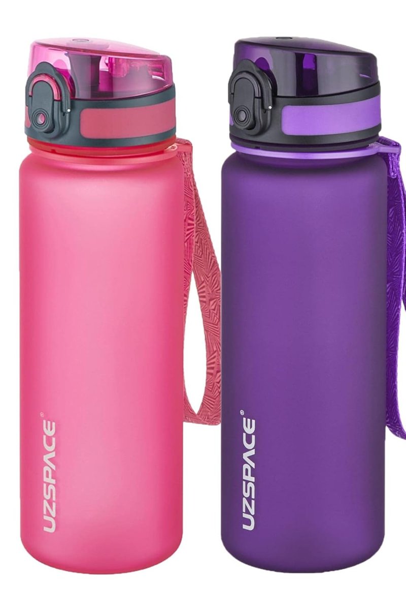 Uzspace 2'li Tritan Matara Seti 500 ml 14 Farklı Renk Seçeneği FiftyFifty Pembe-Mor