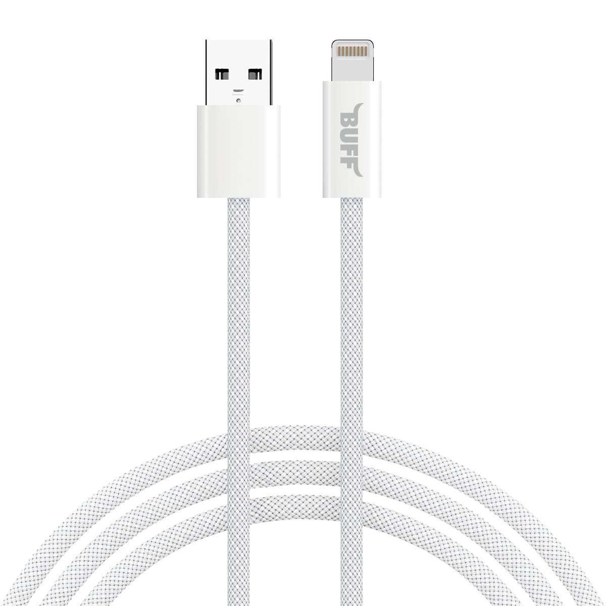 Buff, BL74 Örgülü 3A .2M Data ve Şarj Kablosu, Bükülmeye Dayanıklı, Hızlı Şarj, USB Lightning, Beyaz