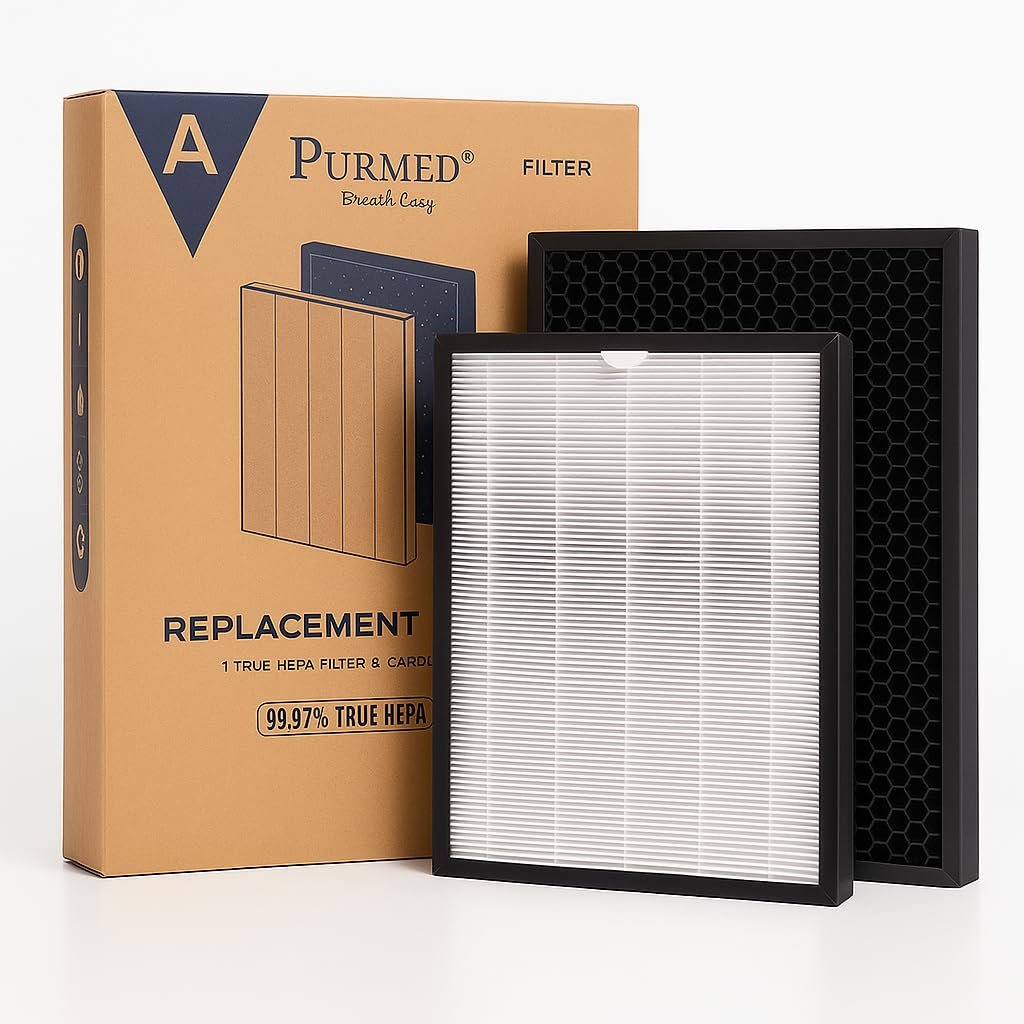 Purmed Fakir Luminoso Smart Uyumlu Filtre – True HEPA + Aktif Karbon | 2‑Aşamalı Hava Temizleyici Yedek Parça |%99,97 Partikül & Koku Giderici