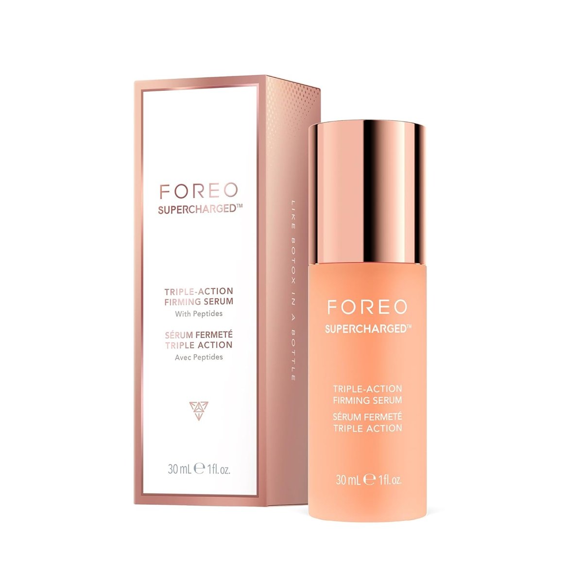 FOREO Supercharged sıkılaştırıcı serum, üç kat etkili – iletken jel – hiyalüronik asit ve skualan –