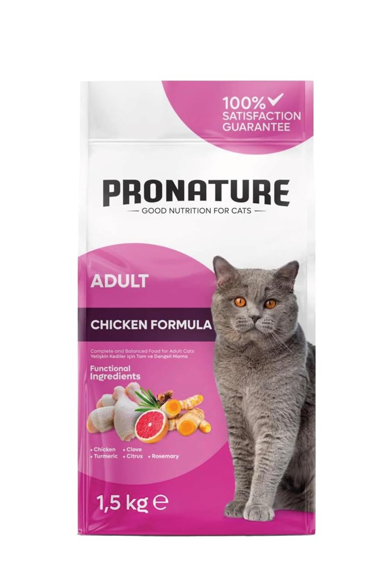 Pronature Yetişkin Kedi Maması Tavuk ve Pirinçli 1,5 Kg