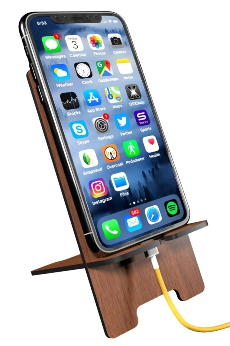 Ahşap Telefon Standı Masa Üstü Telefon Tutucu Cep Telefonu Standı Tüm Telefon Modelleri ile Uyumlu