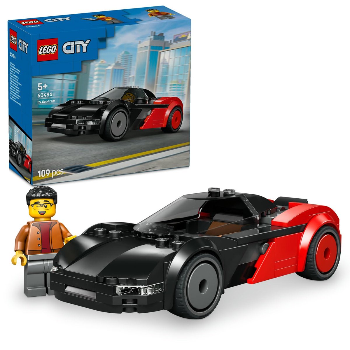 LEGO City Elektrikli Süper Araba 60486 – 5 Yaş ve Üzeri Erkek ve Kız Çocuklar için Sürücü Minifigürü