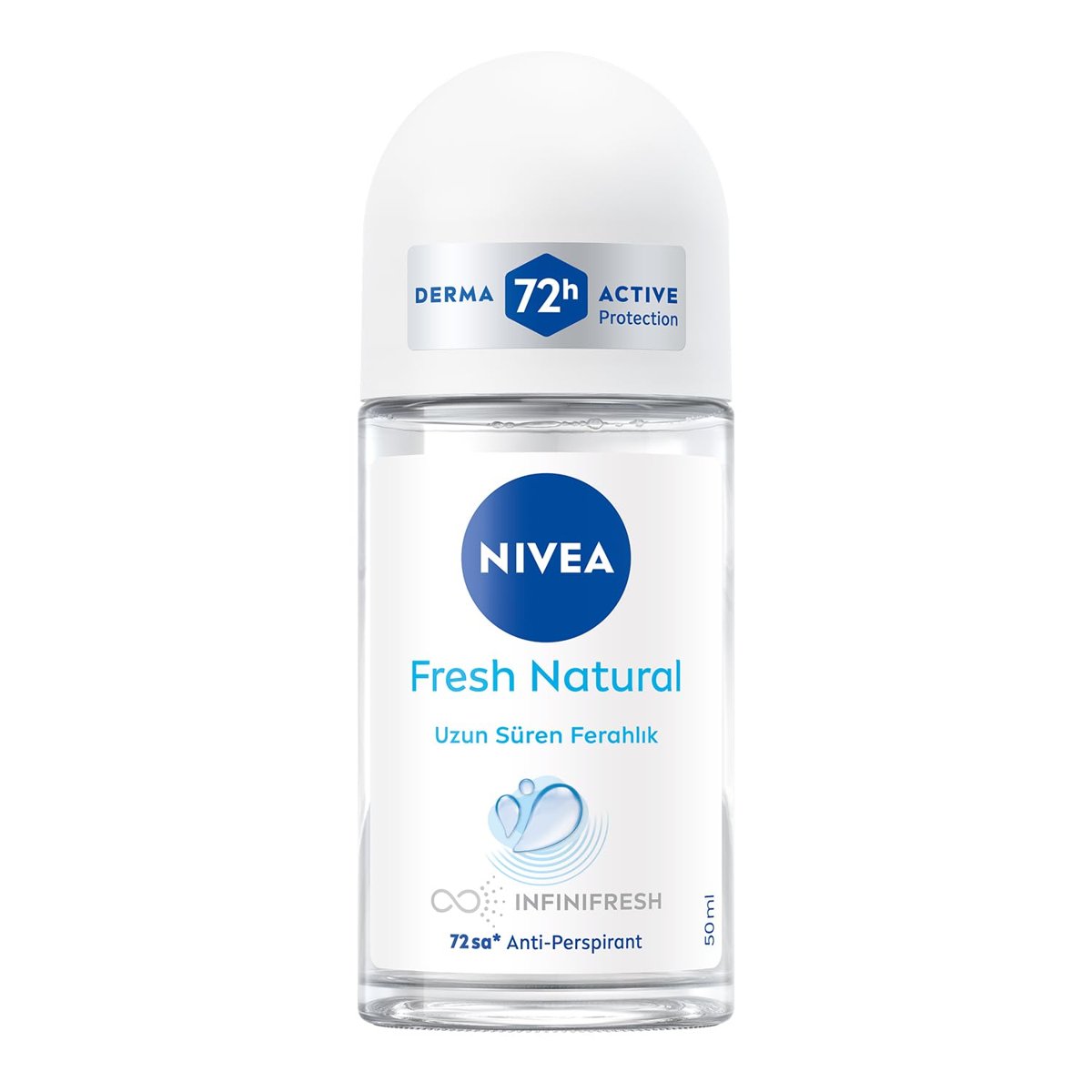 NIVEA Kadın Roll on Deodorant Fresh Natural 50 ml,Ter ve Terlemeye Karşı 72 Saat Anti Perspirant Koruma,Uzun Süren Ferahlık,Okyanus Özleri Kokusu,Etil Alkol İçermez