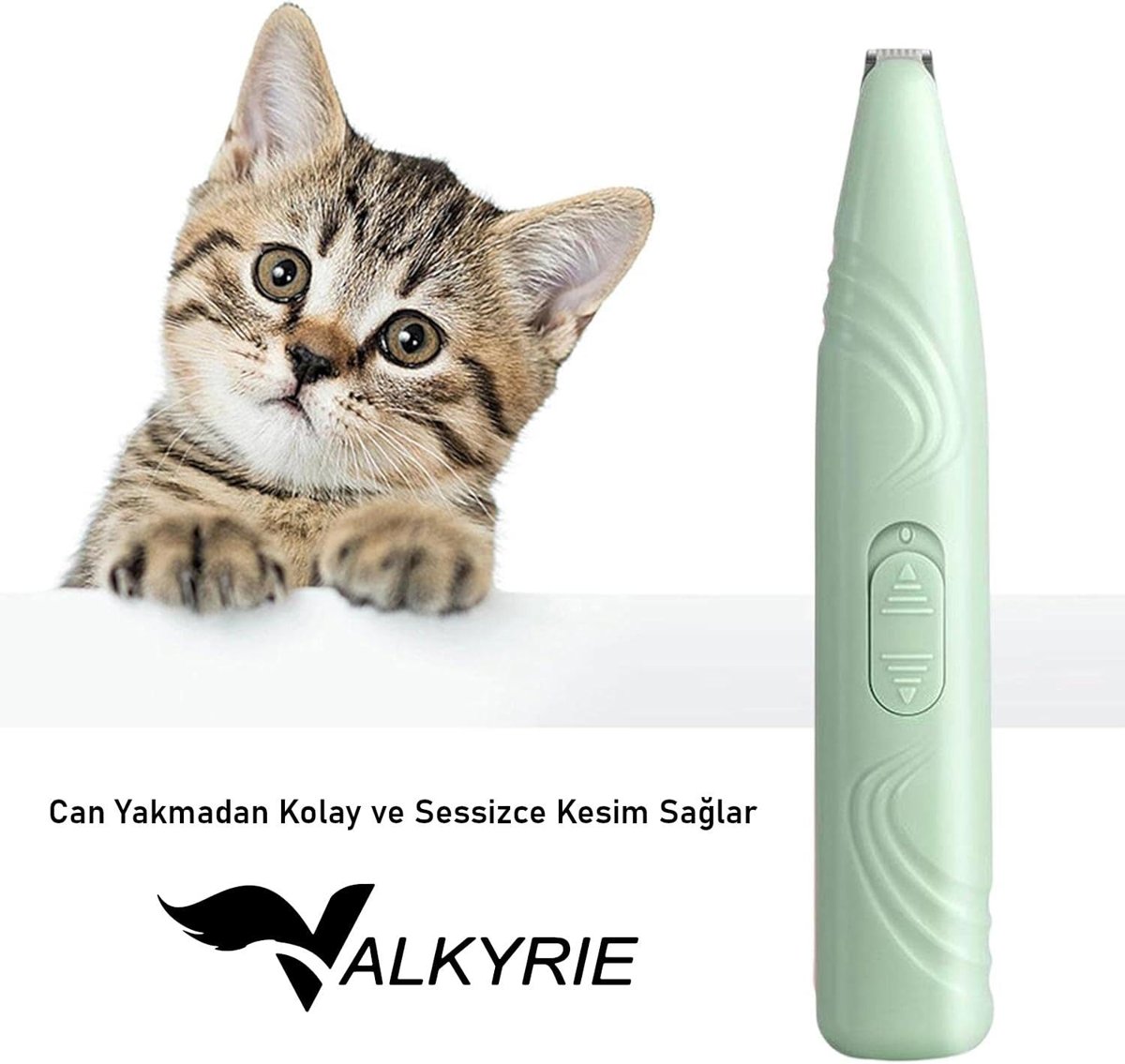 Valkyrie Kedi Köpek Pati Tüy Kesme Makinesi Sessiz Hassas Bölge Traş Cihazı Seramik & Çelik Bıçaklı Yeşil