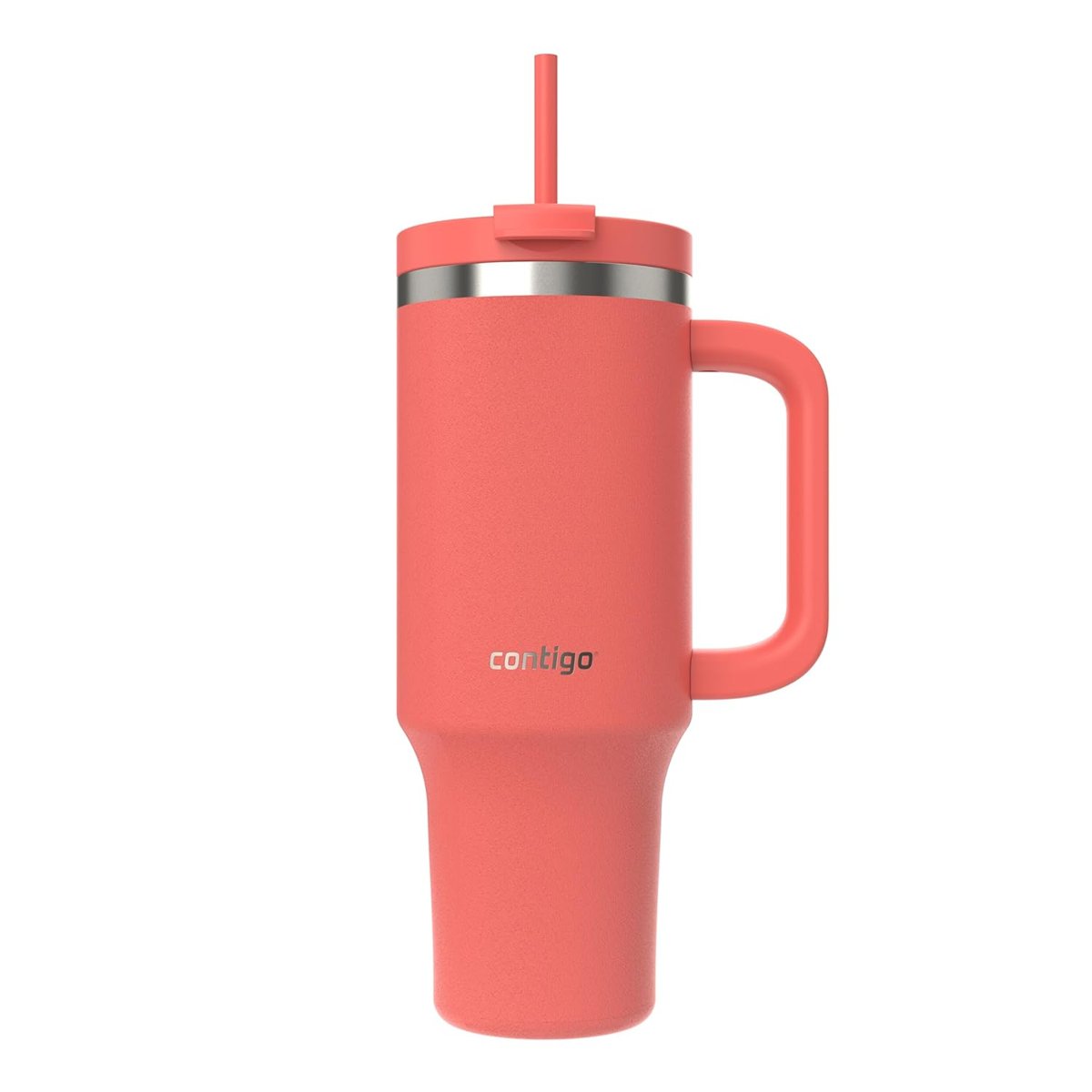 Contigo Üniseks Yetişkin Streeterville Tumbler Pipetli Yalıtımlı Su Şişesi, 1.2L, Mercan
