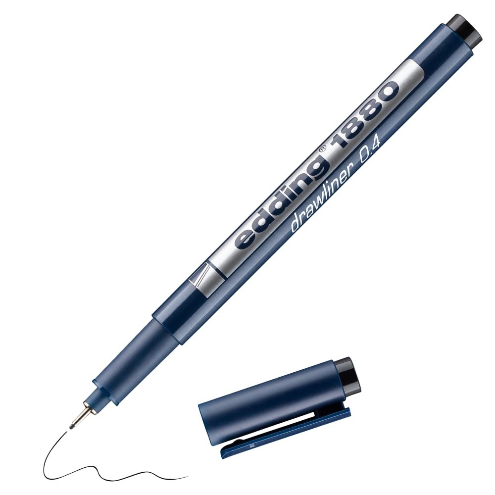 edding 1880 teknik çizim kalemi - siyah - 1 kalem - 0,4 mm çizgi genişliği