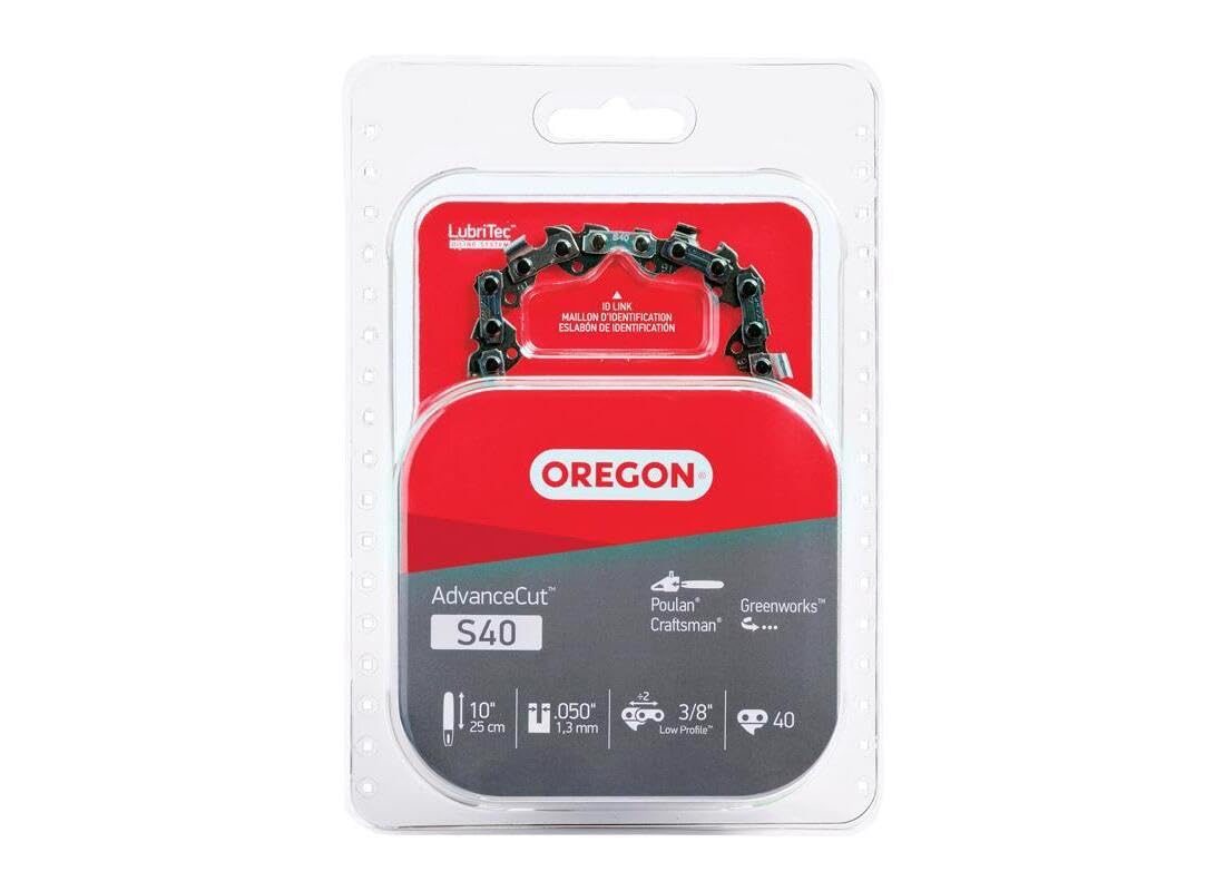 Oregon S40 AdvanceCut Motorlu Testere Zinciri 10 inç Bar için - 40 Tahrik Bağlantısı - Düşük geri tepmeli zincir Echo, Sun Joe, Greenworks ve daha fazlası için uygundur