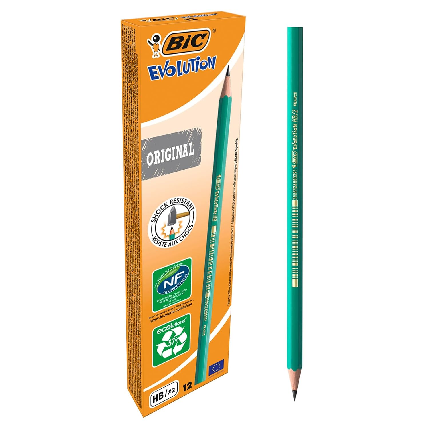 BIC Evolution 650 HB Kurşun Kalem, 12'li Kutu, Kıymık Oluşturmaz, Çiğnemeye Karşı Dayanıklı, Kolay Açılır