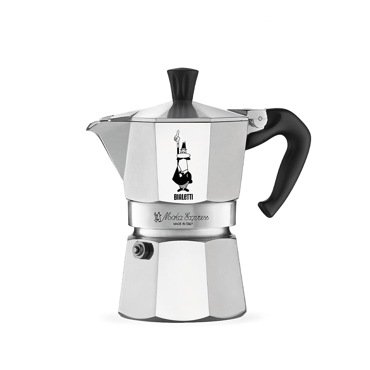 Bialetti - Moka Express: 3 Cups Ocak Üstü Espresso Pişirici - 130ml - Gümüş Renk - Alüminyum Gövde - Patentli Güvenlik Valfi - Tüm Ocak Türleri İçin Uygundur (İndüksiyon Hariç)