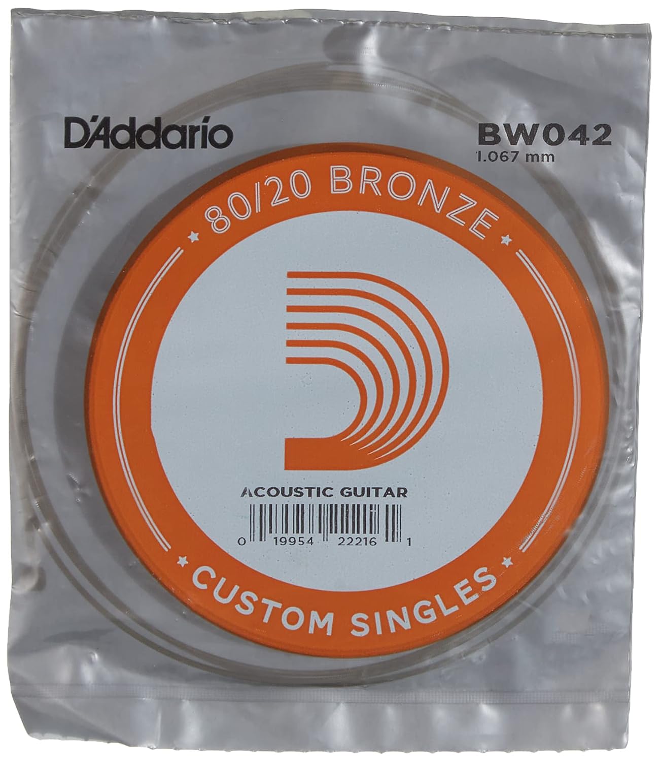 D'Addario Bw042 Akustik Tek Tel, 80/20 Bronze Wound, 042, (La) Pak