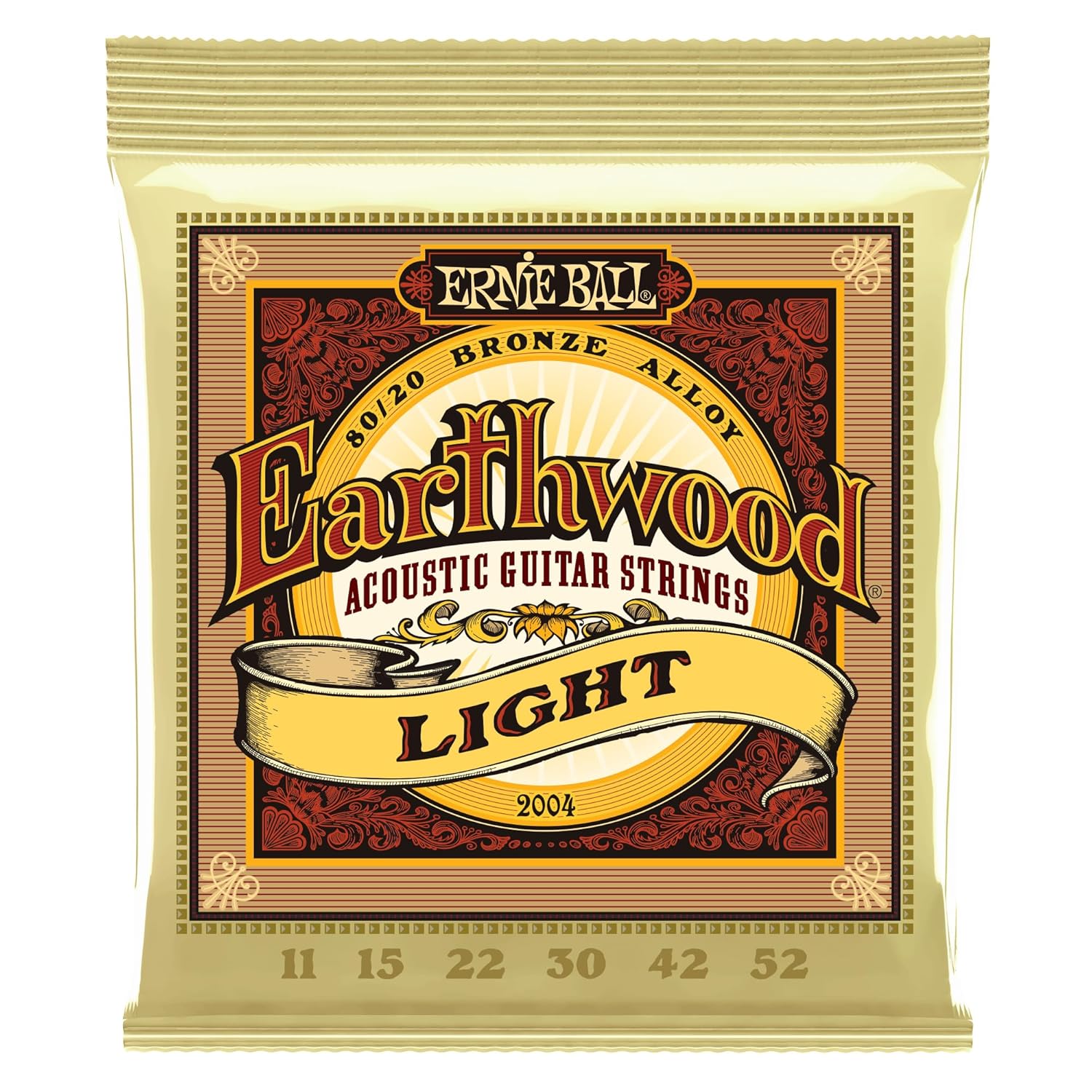 Ernie Ball Earthwood Light 80/20 Bronze Akustik Gitar Telleri - 11-52 Gauge