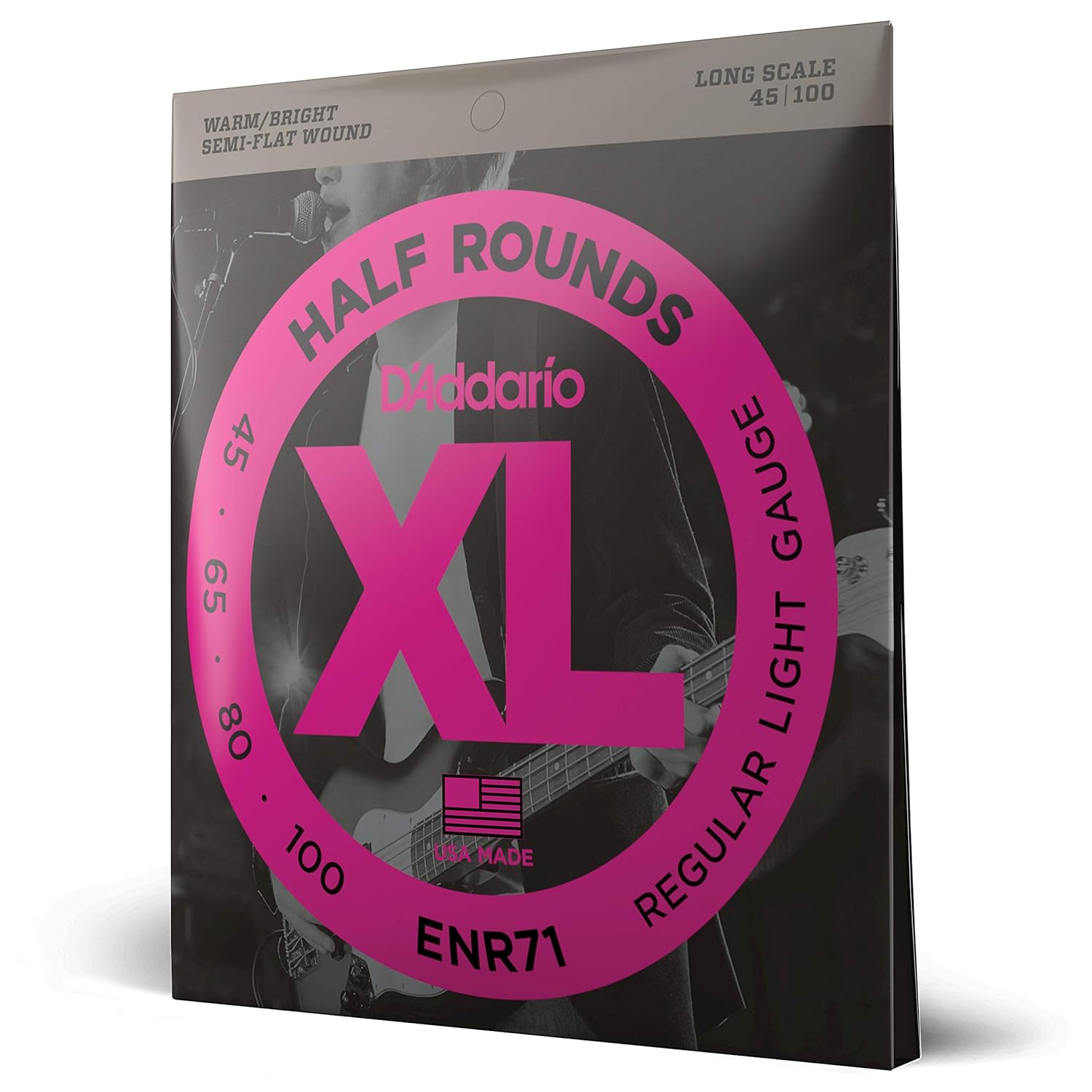 D'Addario ENR71 BAS GİTAR TEL SETİ, HALF ROUND BASS, REGULAR LIGHT