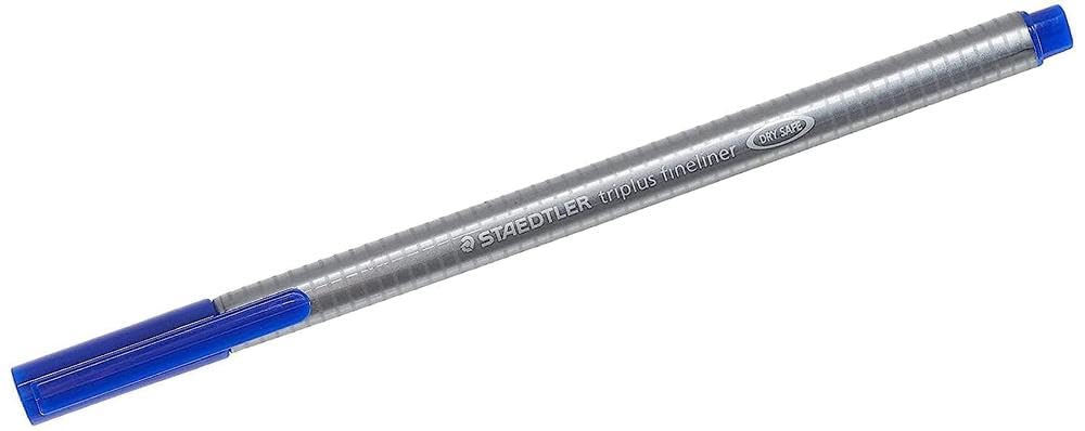 Staedtler 3343 Triplus Fineliner Keçeli Kalem, 0.3 mm Uç, Su Bazlı Mürekkep, Mavi