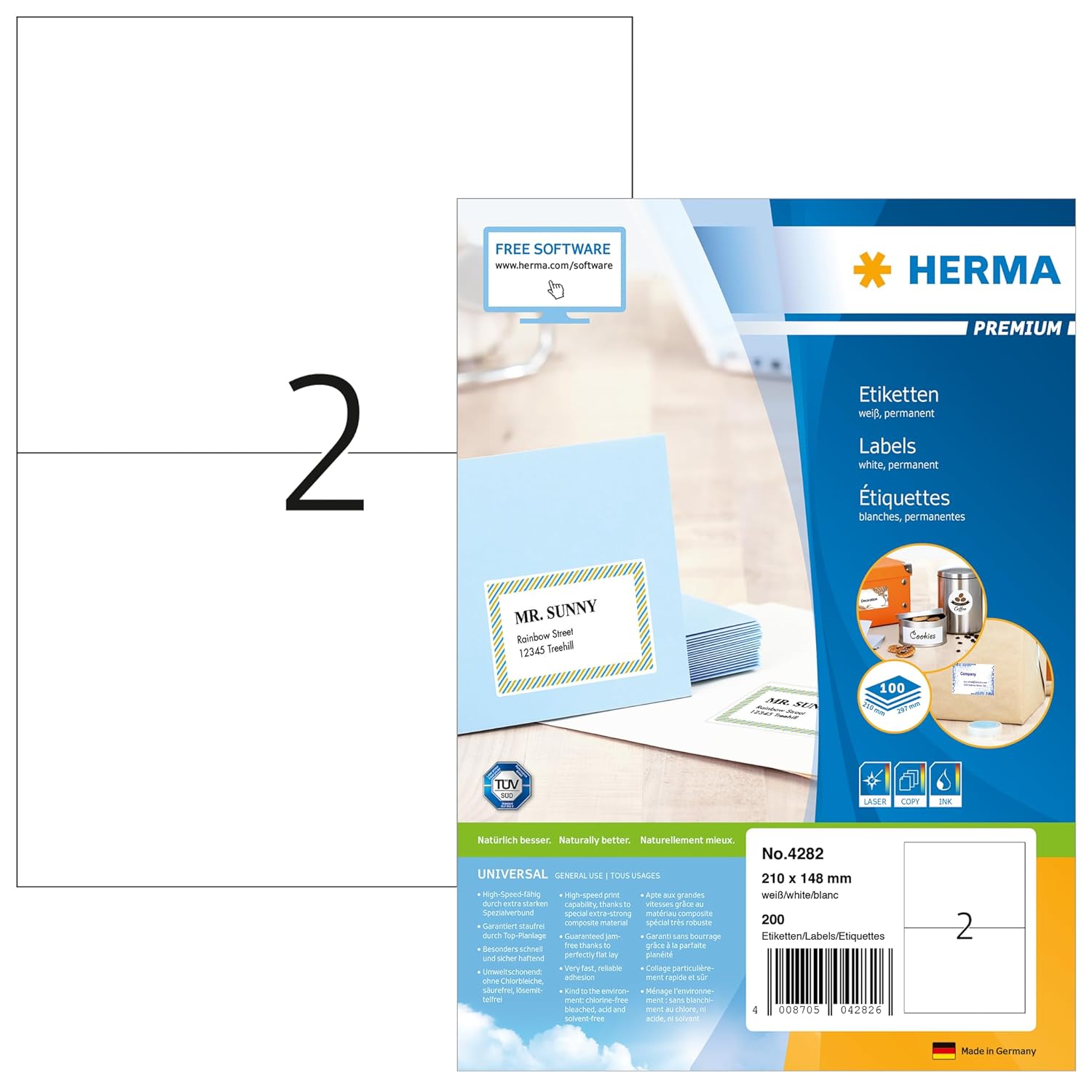 Herma Premium Lazer Etiket A4 100 210x148 Beyaz