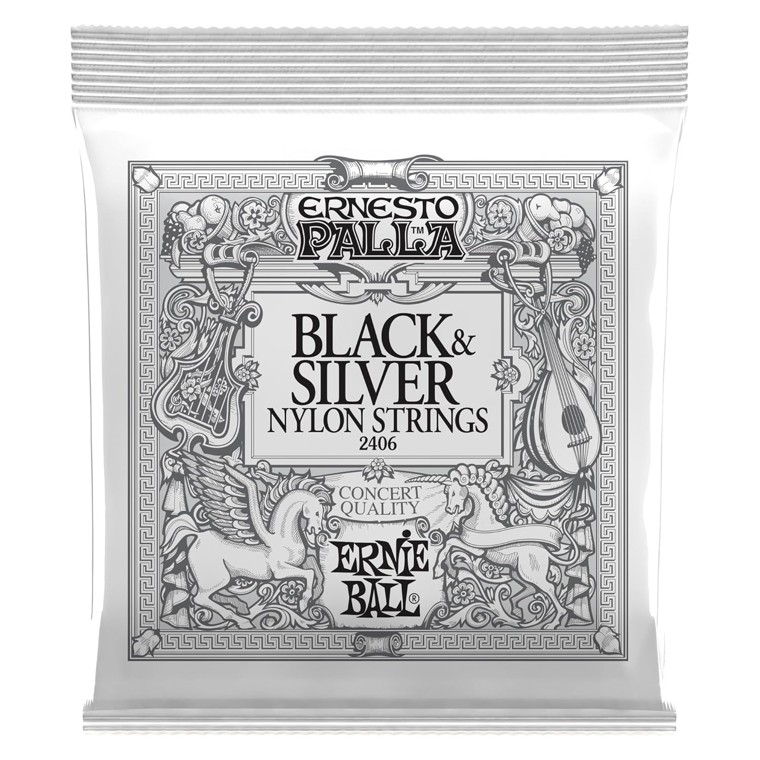 Ernie Ball Ernesto Palla Siyah & Gümüş Klasik Gitar Telleri Naylon