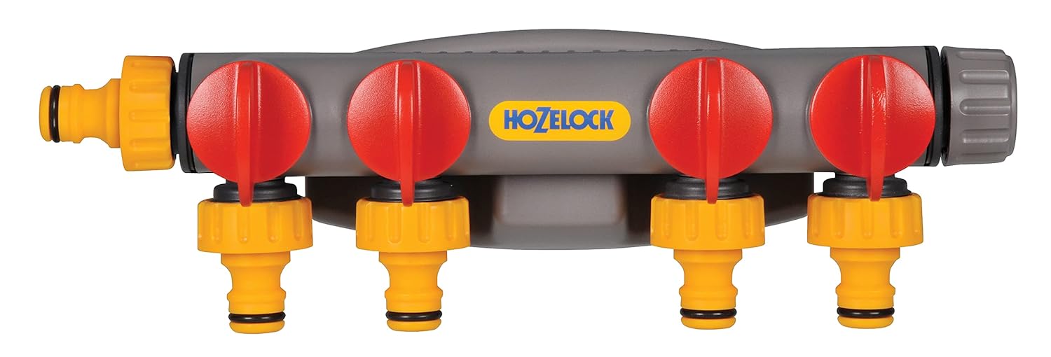 Hozelock 2150H Dört Çıkışlı, Dörtlü (4'lü), Vanalı Musluk Bağlantısı, Dağıtıcı Adaptörü