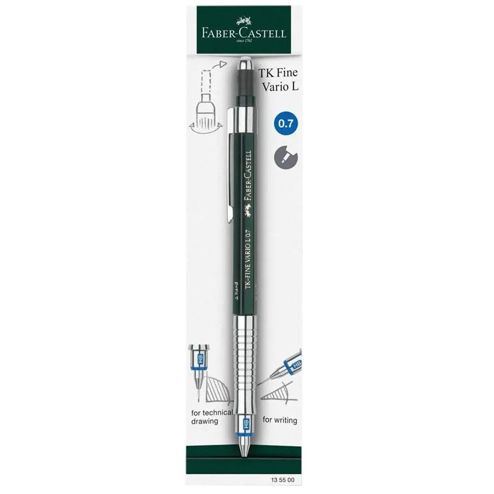 Faber-Castell Vario Lüx Versatil Kalem, 0.7 mm Uç, Sertlik Ayarlı Metal Uç, Silgili, Ergonomik Tutuş, Yeşil