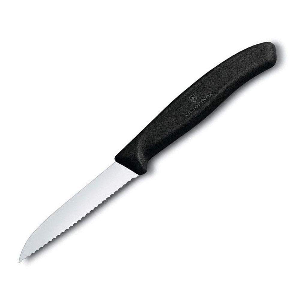 Victorinox 6.7433 SwissClassic 8cm Tırtıklı Soyma Bıçağı, Sİyah