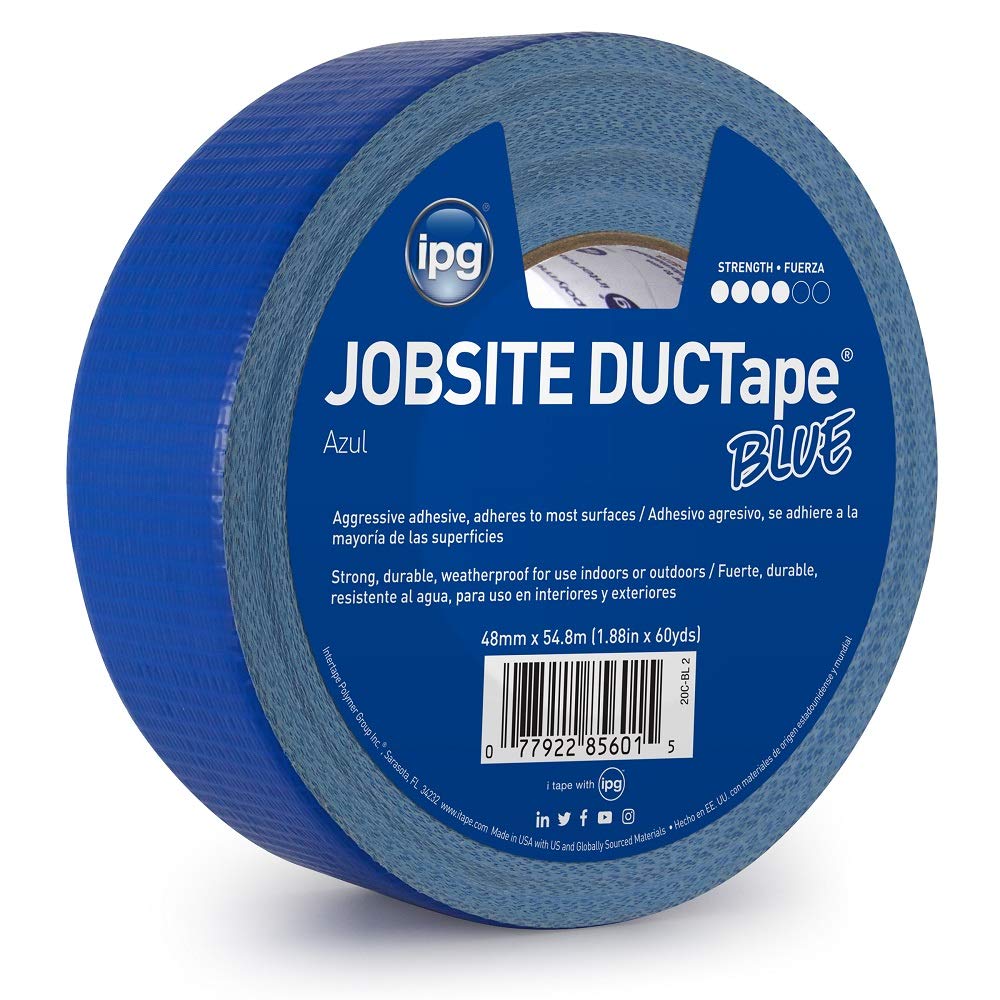 IPG JobSite DUCTape, Renkli Sele Bandı, 4,8 cm x 60 yd, Mavi (Tek Rulo)