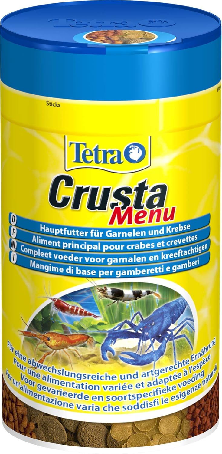 Tetra Crusta Menu – 4'ü 1 arada yem, çubuk, pelet, gofret ve granül ile, karides ve yengeçler için, çeşitli besinler için, 100 ml kutu (1'li paket)