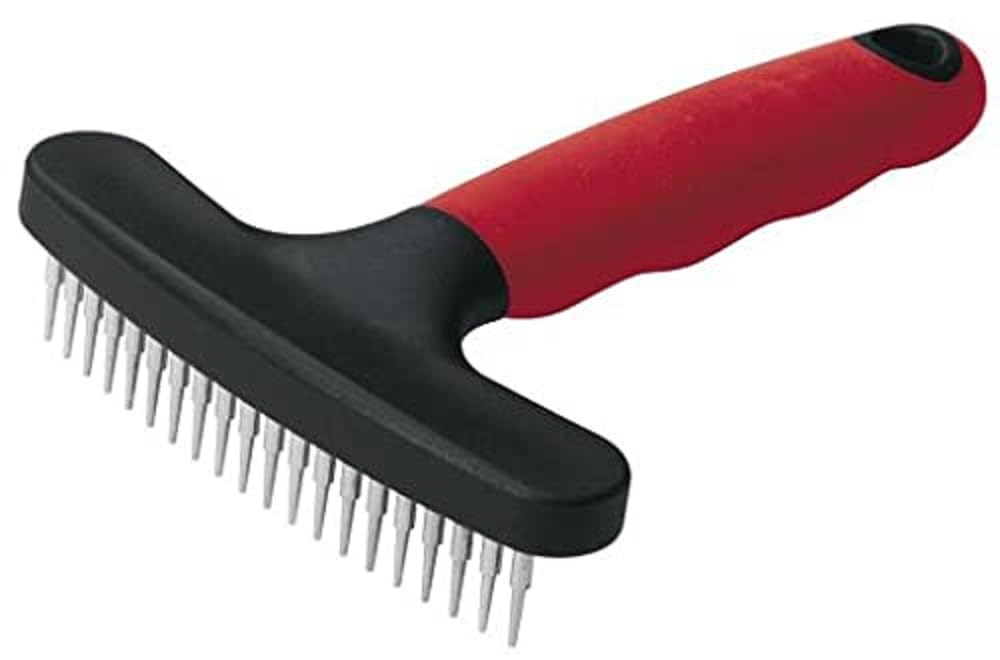 Ferplast Pettine a rastrello per cani GRO 5848, Punte arrotondate lunghe, ideal per la cura del sottomanto di animali a pelo medio e lungo, 11 x h 15,5 cm