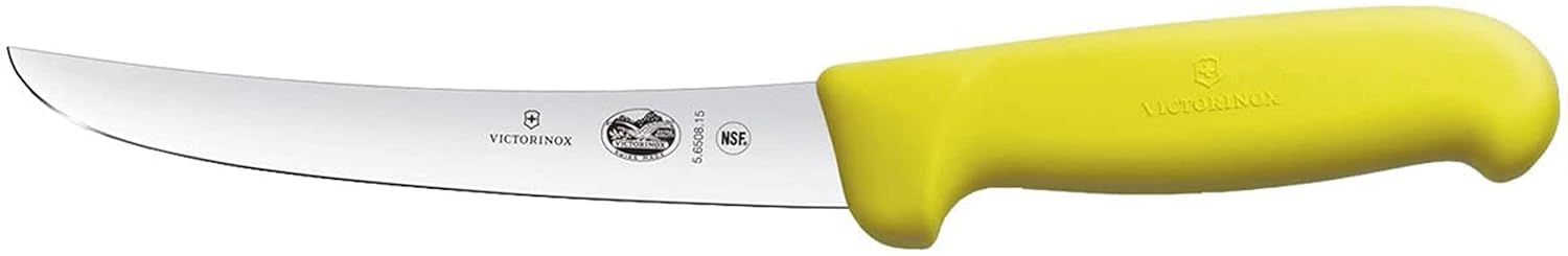Victorinox Fibrox Kemik Sıyırma Bıçağı, Swiss Made, 15 cm Kavisli Bıçak, Kaymaz, Paslanmaz, Paslanmaz Çelik, Sarı