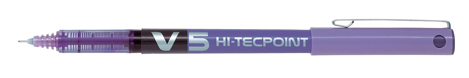 PILOT V5 Hi-Tecpoint Roller Kalem - İnce 0,5 mm Uç Ucu - 0,3 mm Çizgi Genişliği - 6'lı Paket - Siyah, Mavi, Kırmızı, Yeşil, Mor ve Pembe