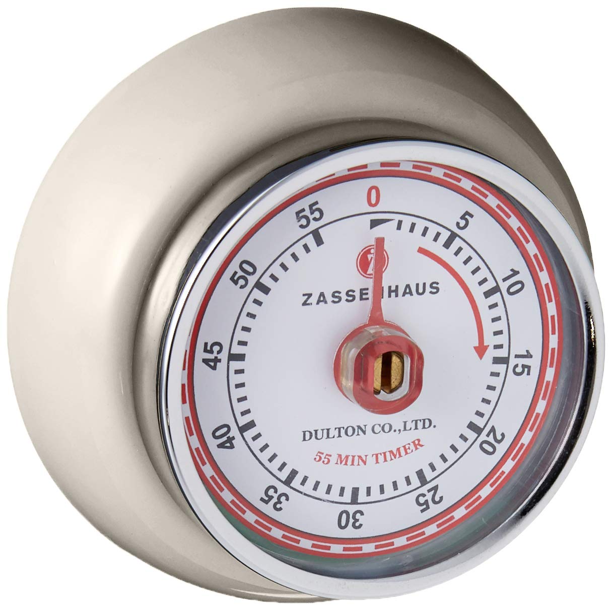 Zassenhaus Mıknatıslı Retro Mutfak Zamanlayıcısı, Klasik Mekanik Pişirme Zamanlayıcısı, Krem