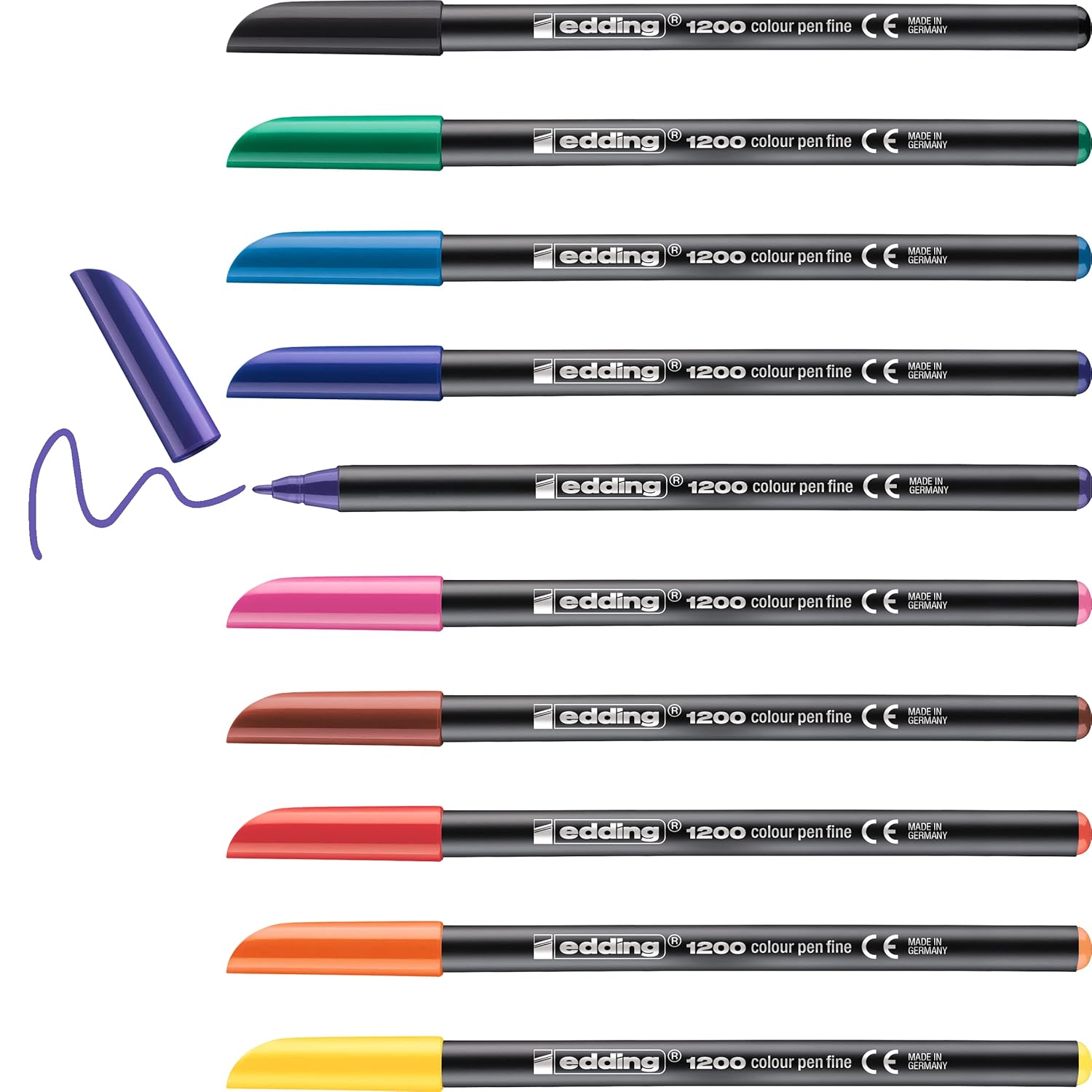 Edding 1200 İnce Uçlu Keçeli Kalem - 10 Parlak Renkli Set - Metal Kutu - Yuvarlak Uçlu 1 mm
