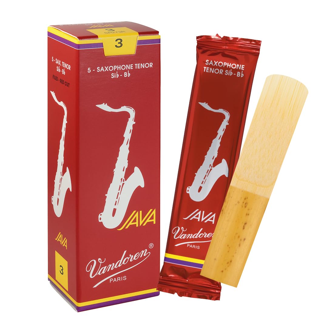 Vandoren Java KIRMIZI Tenor Saksafon Kamışlar - 5 Kutu - Mukavemet 3