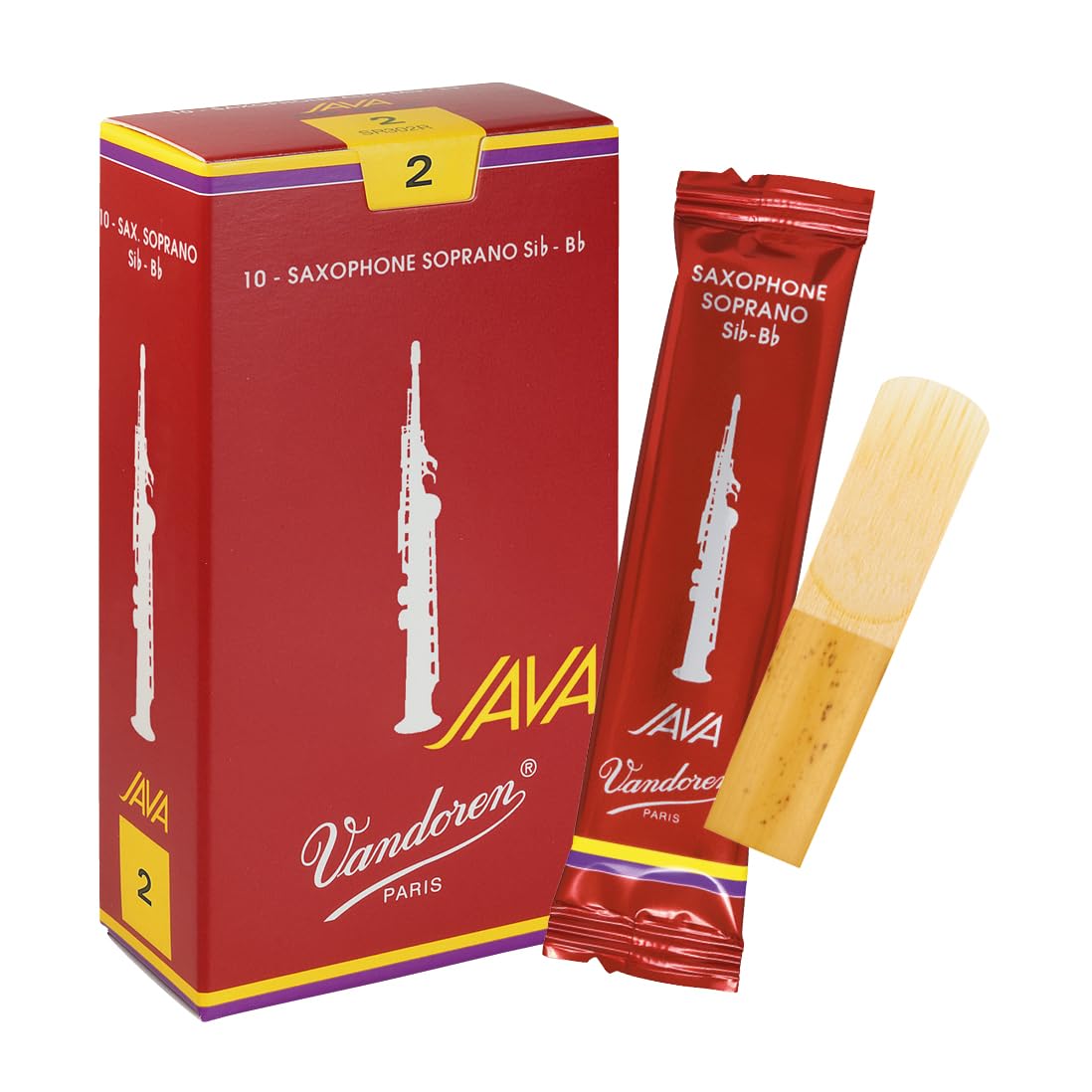 Vandoren SR302R Java Filed Kırmızı Kesim Soprano Saksafon Kamışları (Güç 2) (10'lu Paket)